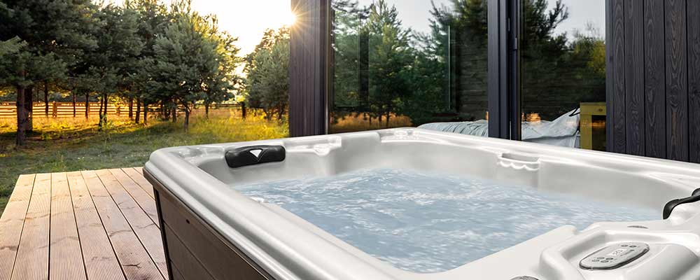 Sunrise over a hot tub in the county
