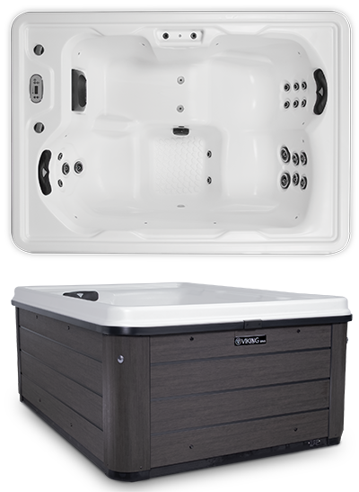 View of both the top and side of Elevate hot tub