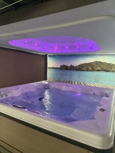 Hot Tub with Purple Interior Lights 