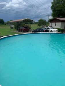 after killing algae, the left over particles make the pool look cloudy.