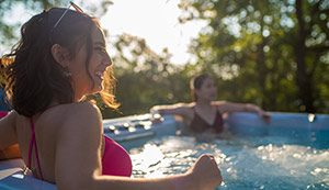 Playing in a hot tub
